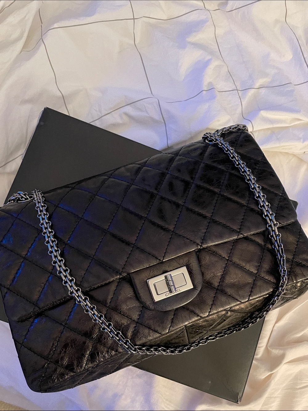 Authentic Chanel Black Classic flap Bag with Chain Strap
